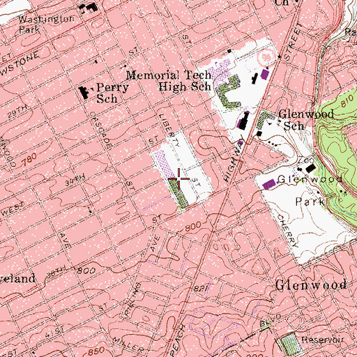 Topographic Map of Liberty Plaza, PA
