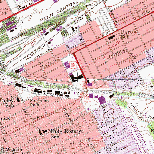 Topographic Map of Perry Plaza, PA