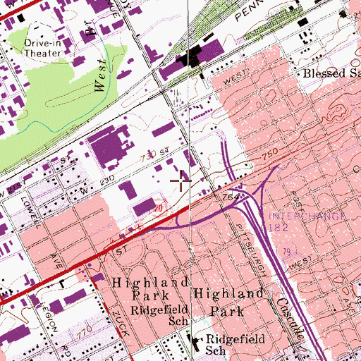 Topographic Map of Kimco Shopping Center, PA