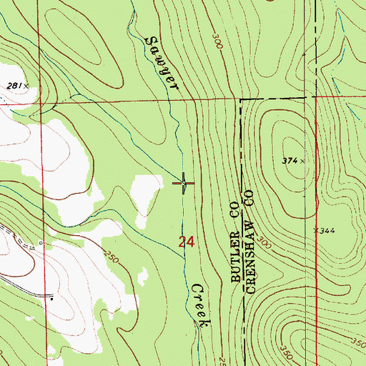 Topographic Map of Hughes Branch, AL