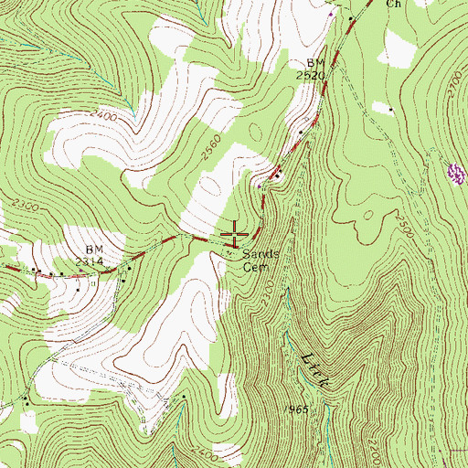 Topographic Map of Sands Church, PA