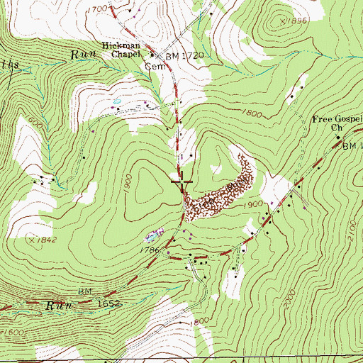 Topographic Map of Three Maples School, PA
