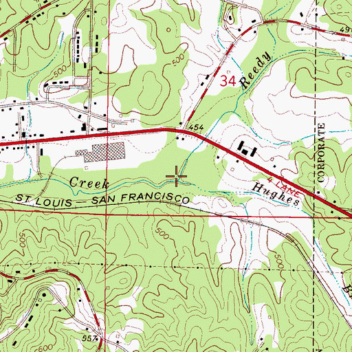 Topographic Map of Hughes Branch, AL