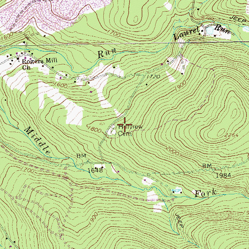 Topographic Map of Hillview Church, PA