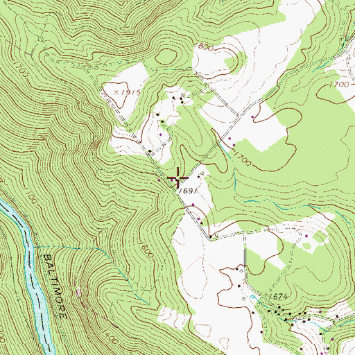 Topographic Map of Hampton School, PA