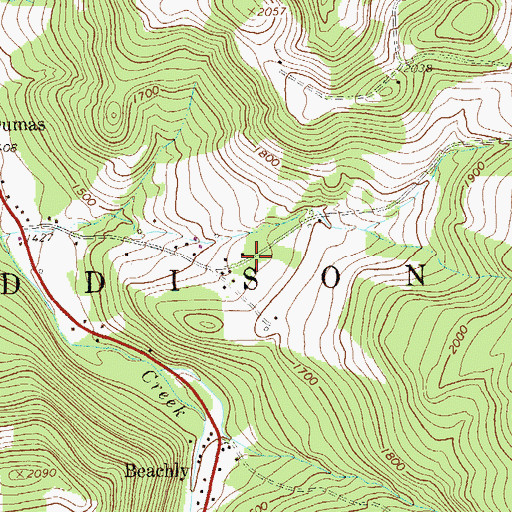 Topographic Map of Coffin Rock Church, PA