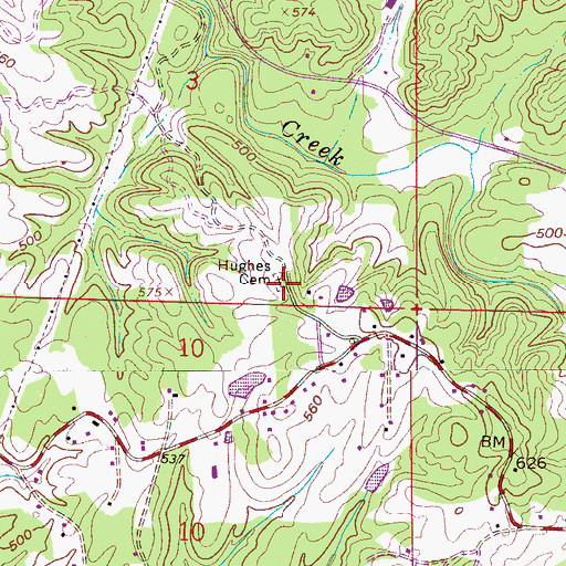 Topographic Map of Hughes Cemetery, AL