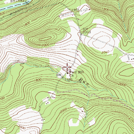 Topographic Map of Fort Hill School, PA