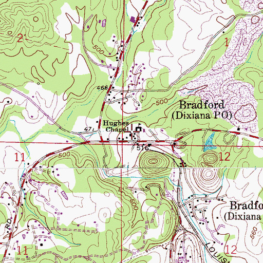 Topographic Map of Hughes Chapel, AL