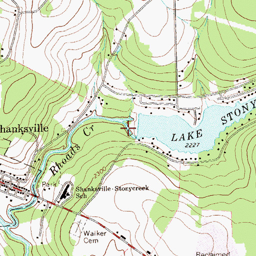 Topographic Map of Walkers Mill, PA