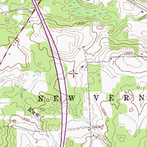 Topographic Map of Pine School (historical), PA