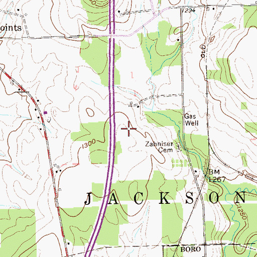 Topographic Map of Cass School, PA