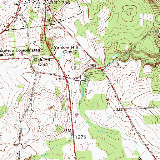 Topographic Map of Yankee Hill School, PA