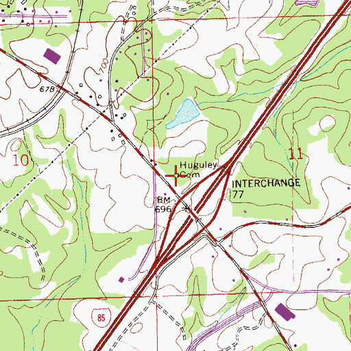 Topographic Map of Huguley Cemetery, AL