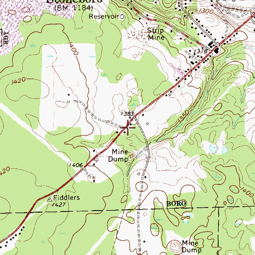 Topographic Map of Fiddlers Green, PA