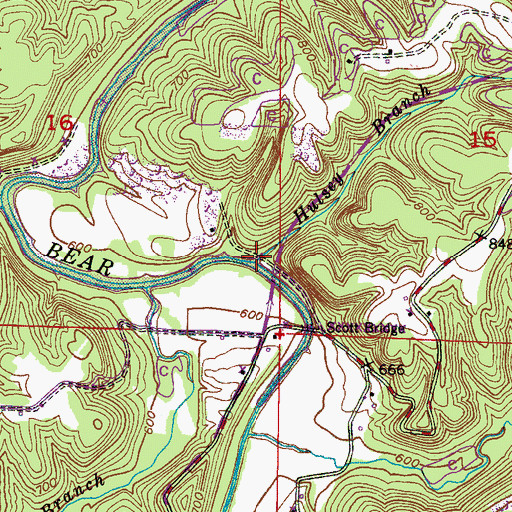 Topographic Map of Hulsey Branch, AL