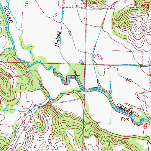 Topographic Map of Hulsey Branch, AL