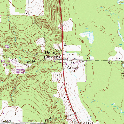 Topographic Map of Denny School (historical), PA