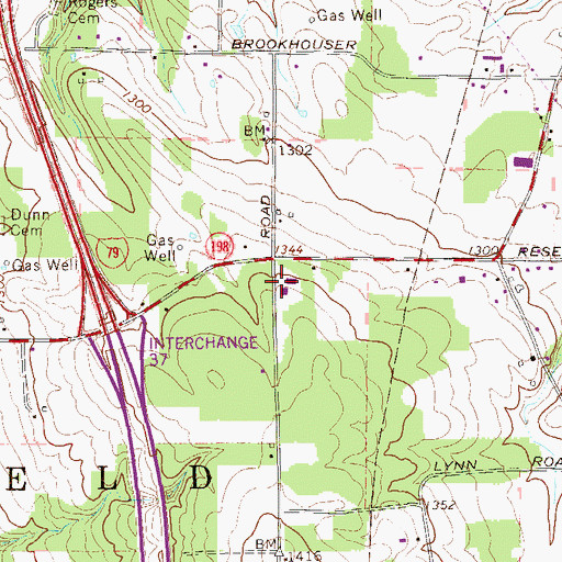 Topographic Map of Burns School, PA