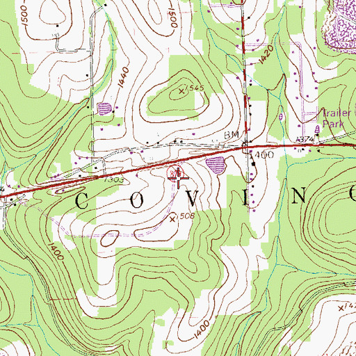 Topographic Map of Mulsonburg School, PA