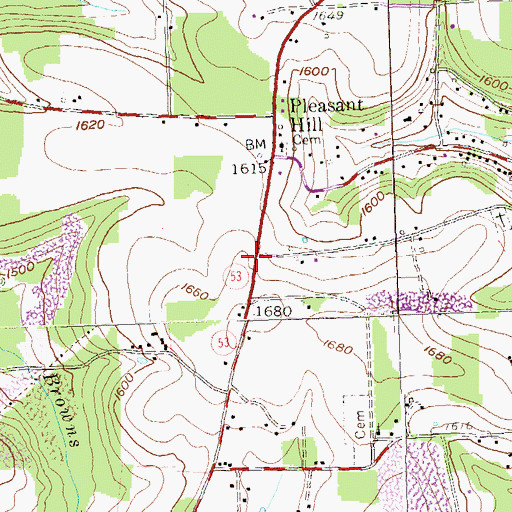 Topographic Map of Pleasant Hill School (historical), PA