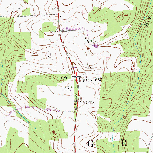 Topographic Map of Fairview Church, PA
