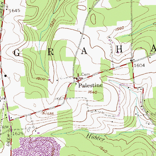 Topographic Map of Palestine Church, PA