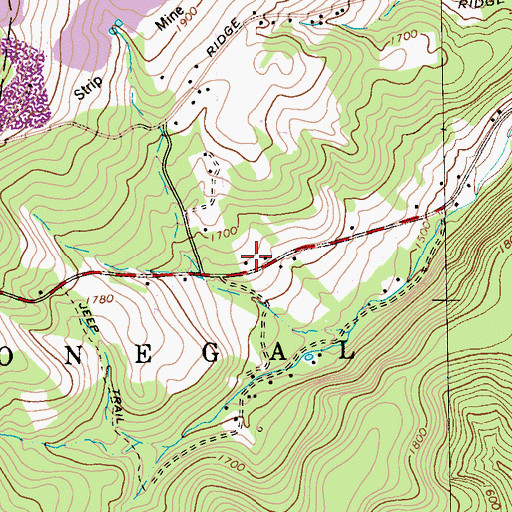 Topographic Map of Laurel Run School, PA