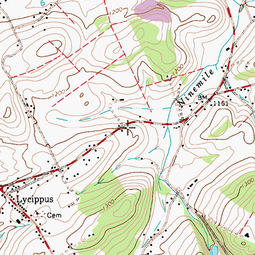 Topographic Map of Oakdale School, PA