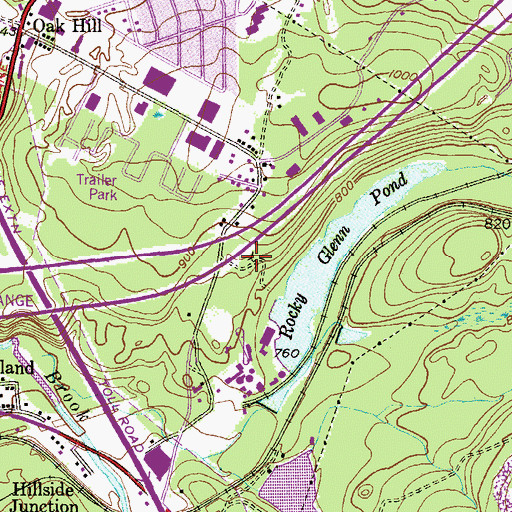 Topographic Map of Ghost Town in the Glen, PA