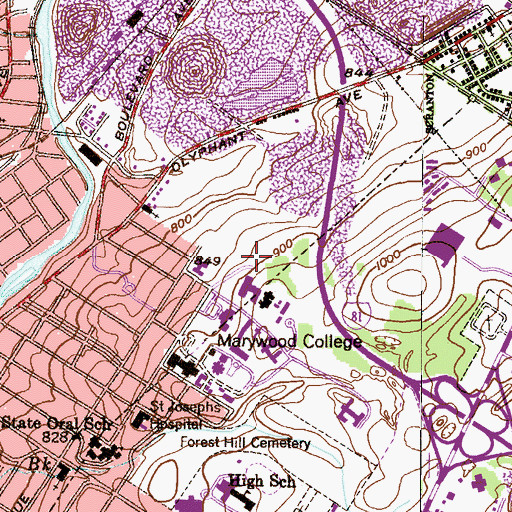 Topographic Map of Maloney Park, PA