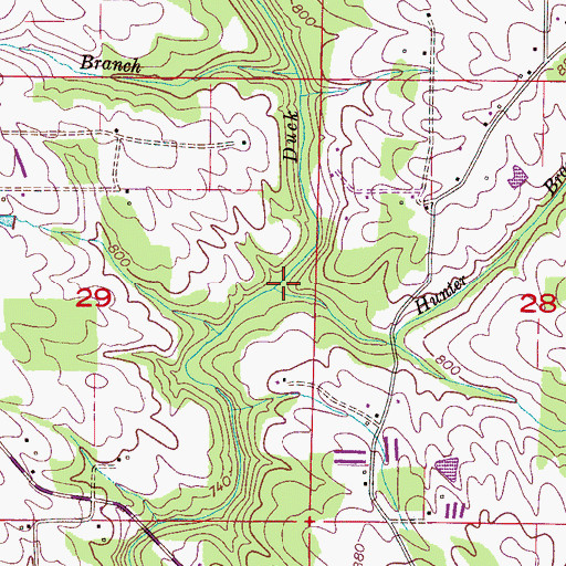 Topographic Map of Hunter Branch, AL