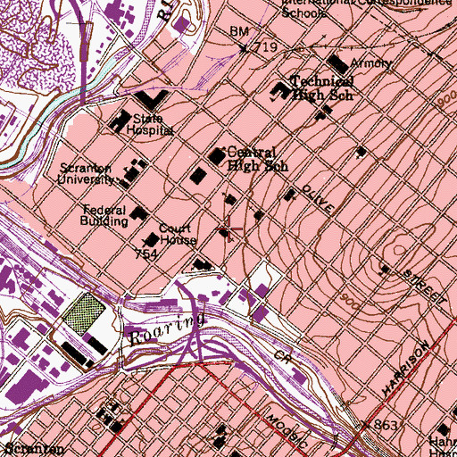 Topographic Map of Immanual Baptist Church, PA