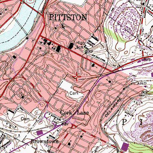 Topographic Map of Grand Tunnel (historical), PA
