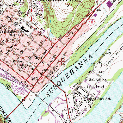Topographic Map of Priestly House State Historic Site, PA