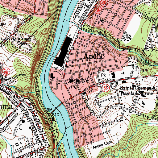 Topographic Map of Apollo-Ridge Elementary School, PA