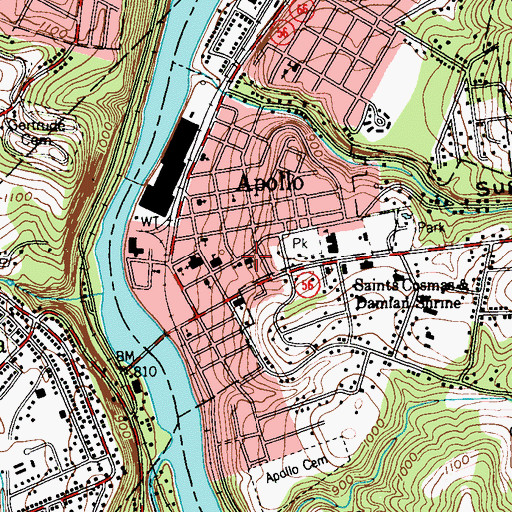 Topographic Map of Apollo-Ridge Middle School, PA