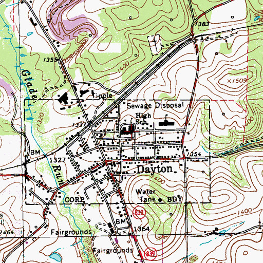 Topographic Map of Dayton High School, PA