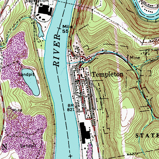 Topographic Map of Tempelton Elementary School, PA