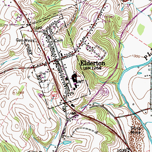 Topographic Map of Elderton High School, PA