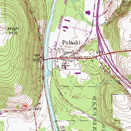 Topographic Map of Pulaski Elementary School, PA