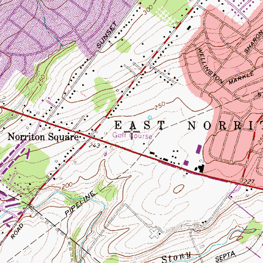 Topographic Map of Woods Golf Course, PA