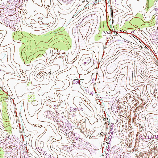 Topographic Map of Fallen Timber Golf Course, PA