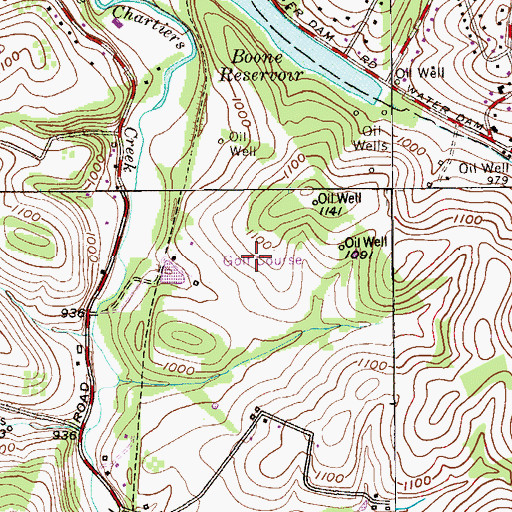 Topographic Map of Lindenwood Golf Course, PA