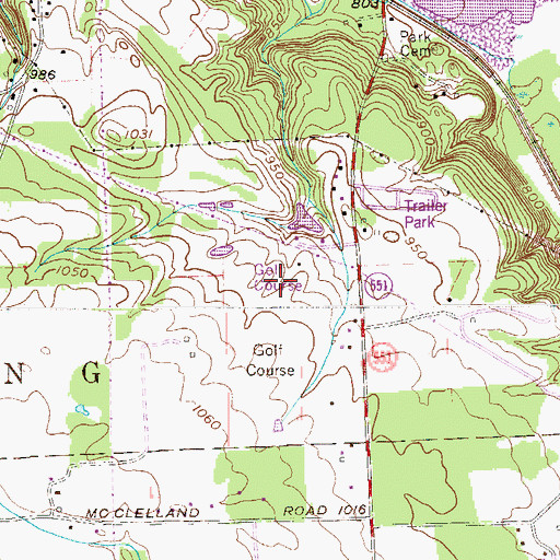 Topographic Map of Mohawk Trails Golf Course, PA