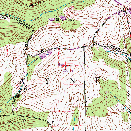 Topographic Map of Del-Mar Golf Course, PA