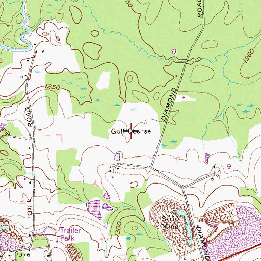 Topographic Map of Pine Grove Public Golf Course, PA