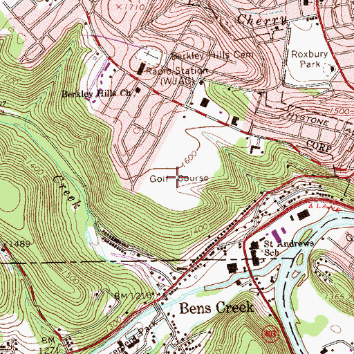 Topographic Map of Johnstown Municipal Golf Course, PA