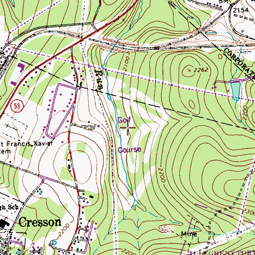 Topographic Map of Summit Golf Course, PA