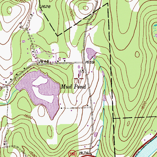 Topographic Map of Marjon Golf Course, PA